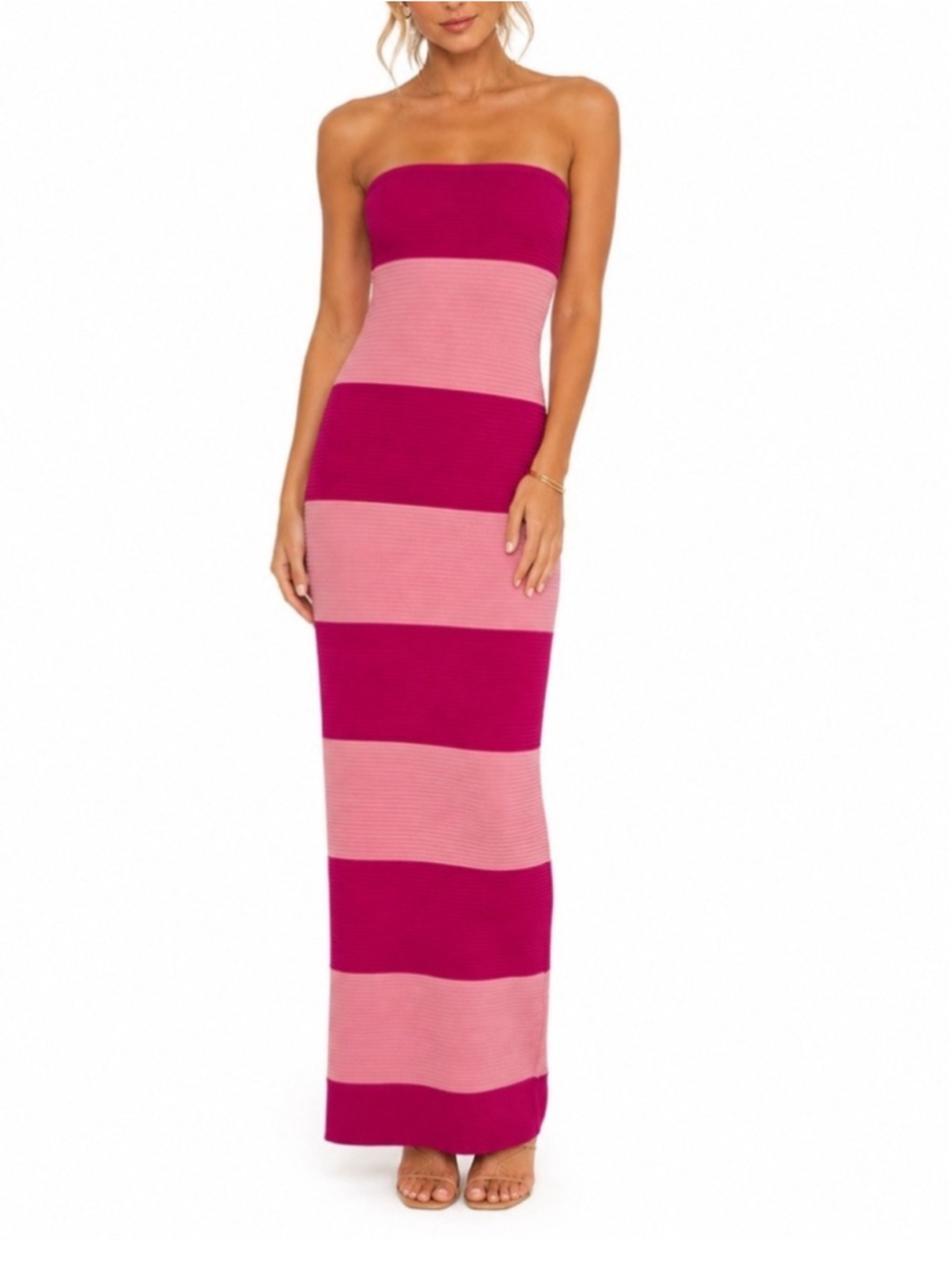 HOUSE OF HARLOW 1960 TUBE STRIPE MAXI DRESS SIZE SMALL